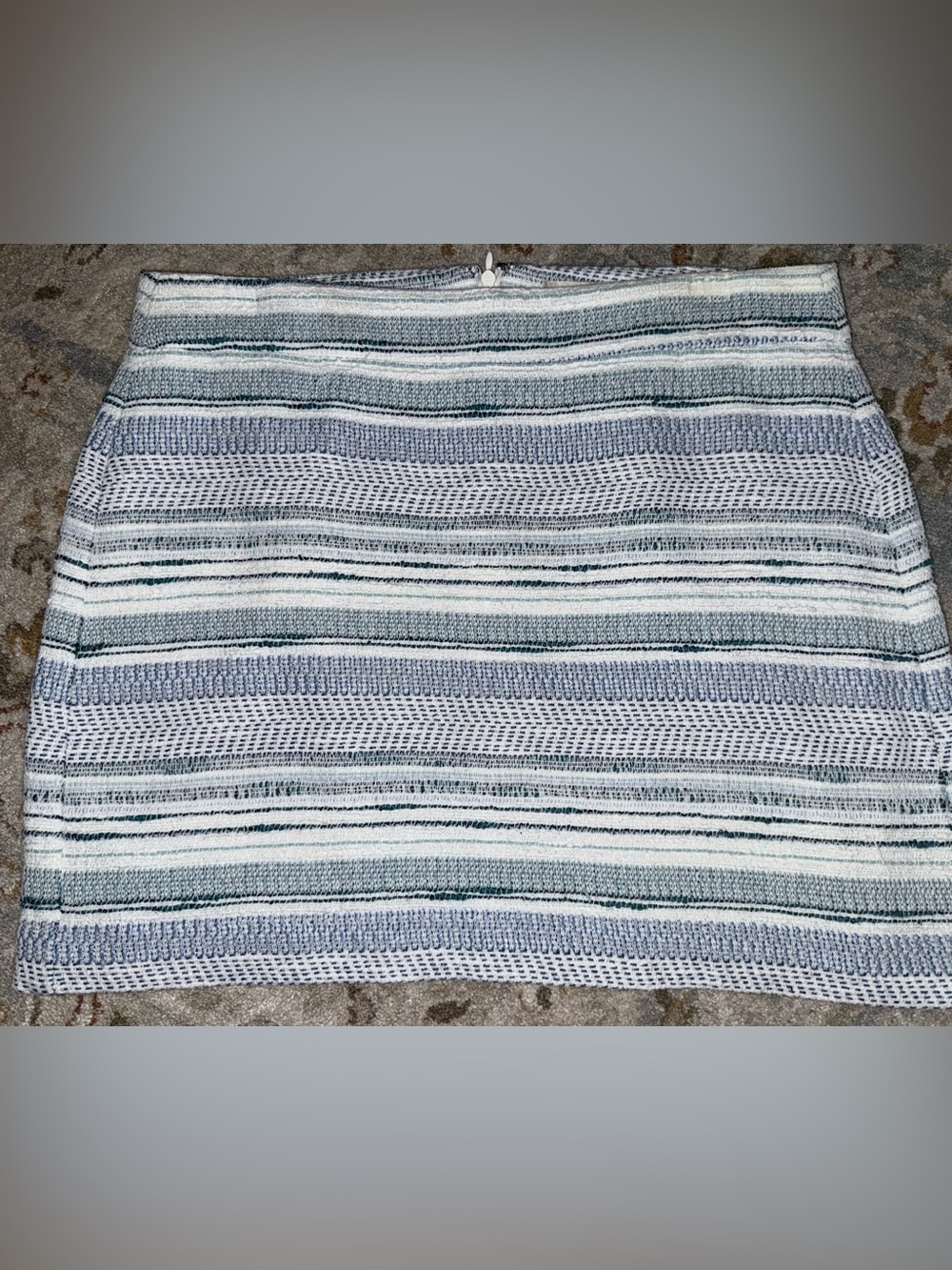 LOFT Striped Knit Mini Skirt in Blue and White